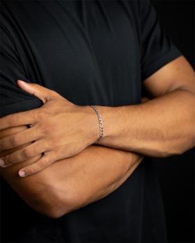 Preview: 5 mm Figaro-Edelstahlkette mit Silber-Finish - Fortis Silver